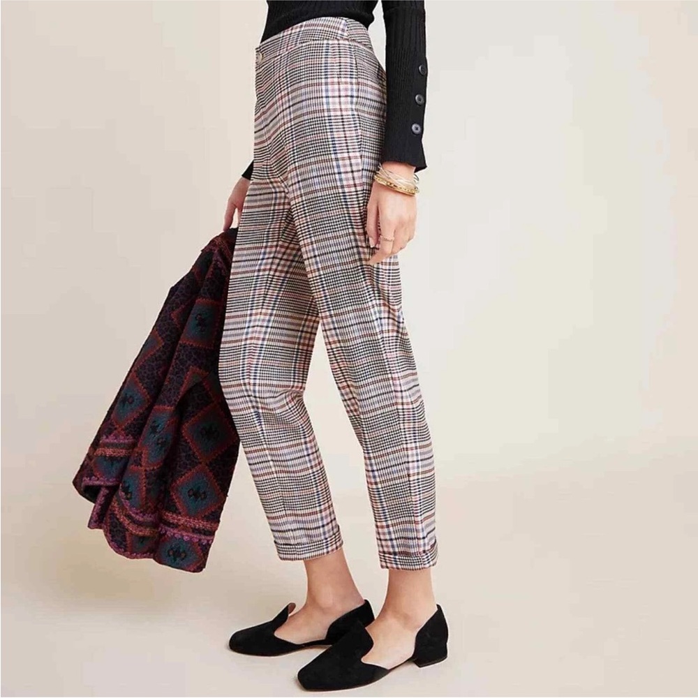 Anthropologie Malcolm Plaid Tapered Trousers Size 8